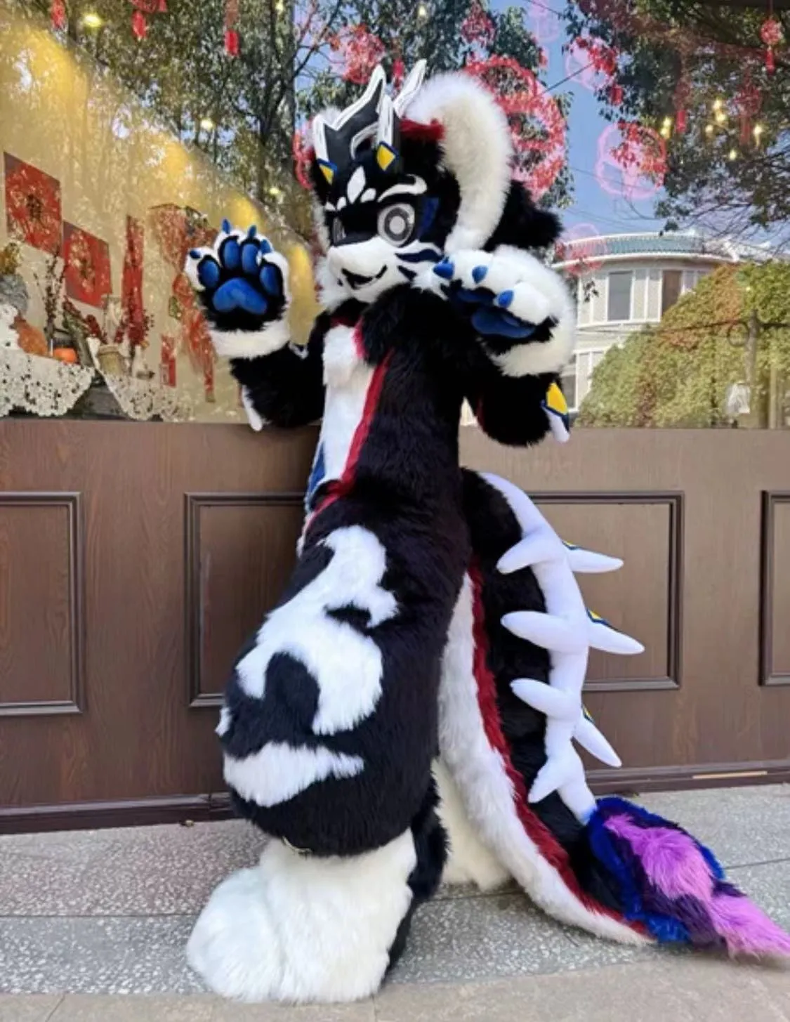 Black & white dragon fursuit