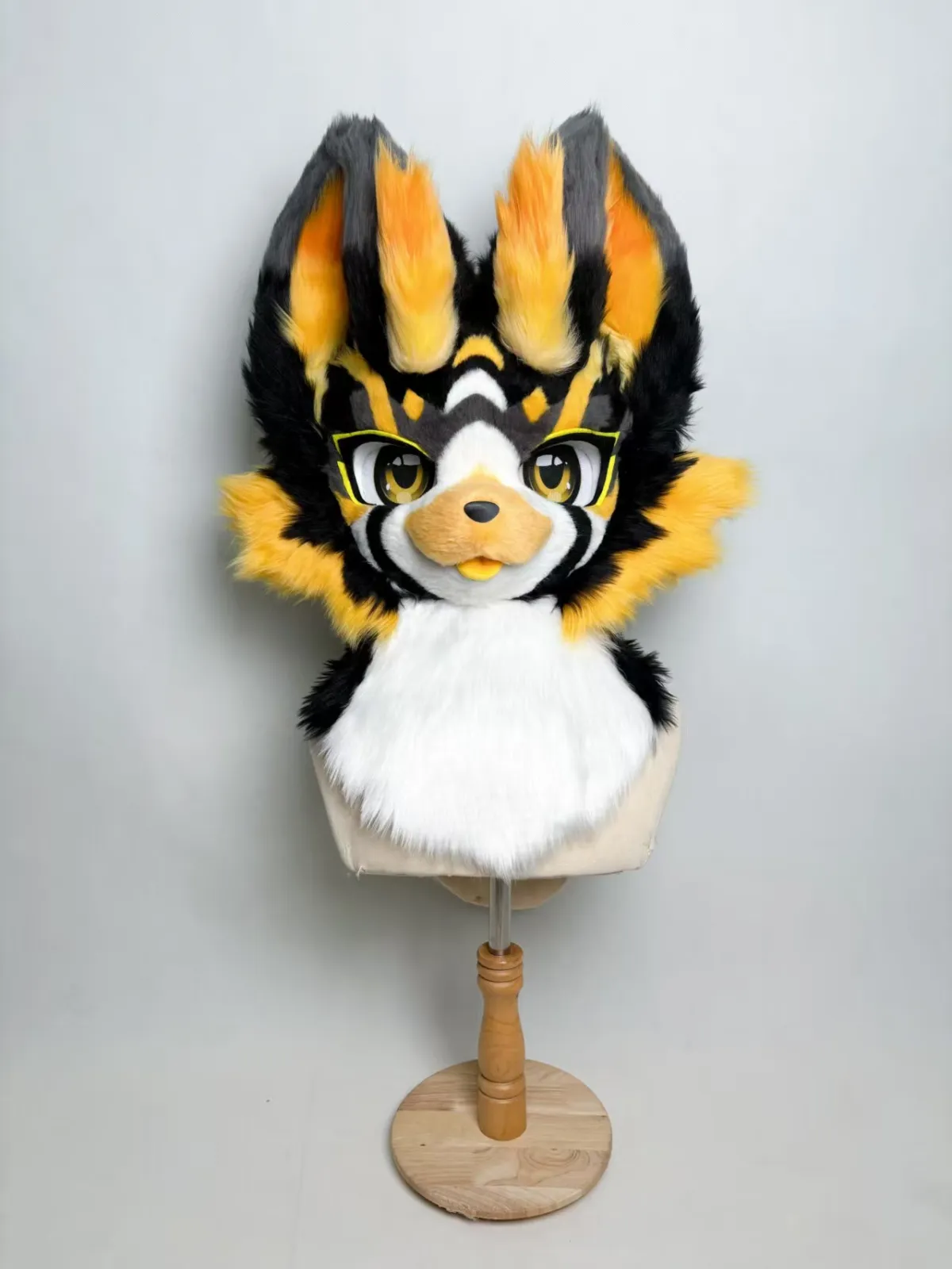 Yellow, black & orange fox head
