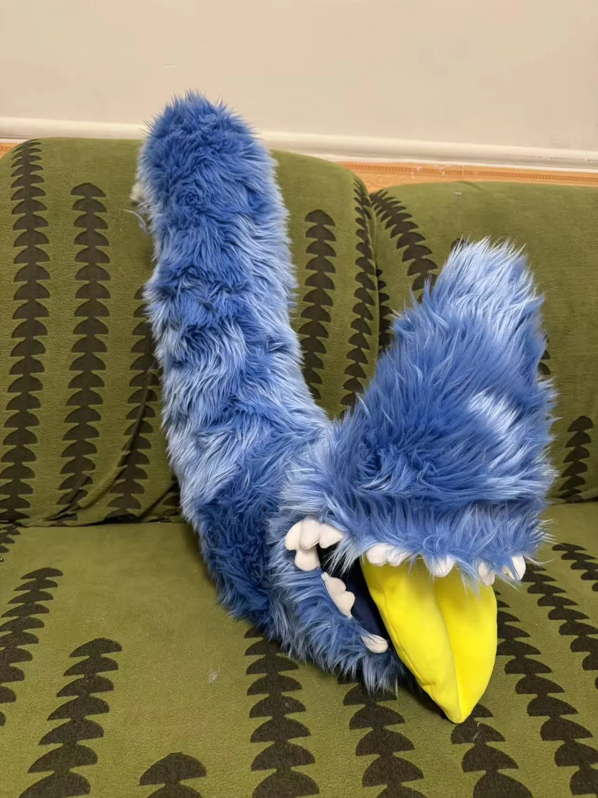 Blue canine tail with matching head
